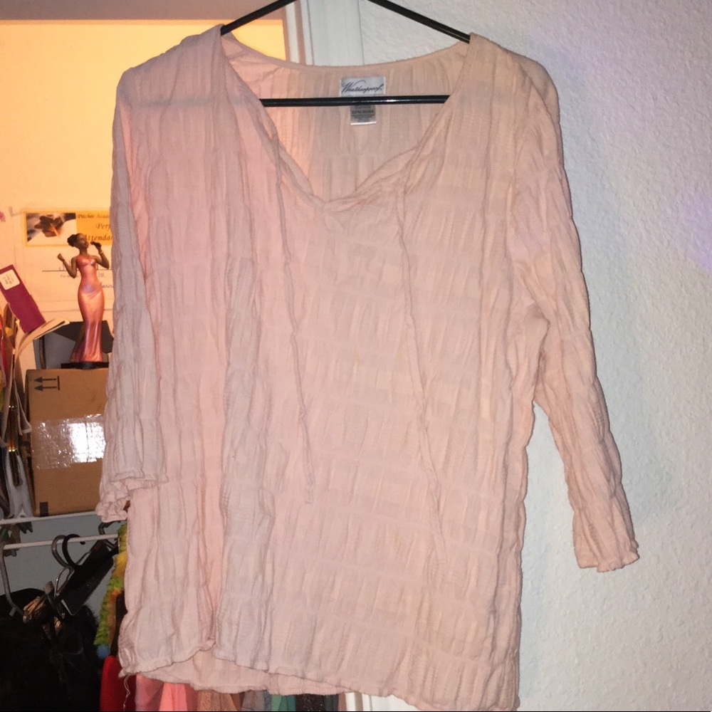 Pale Pink Ladies Tie Blouse